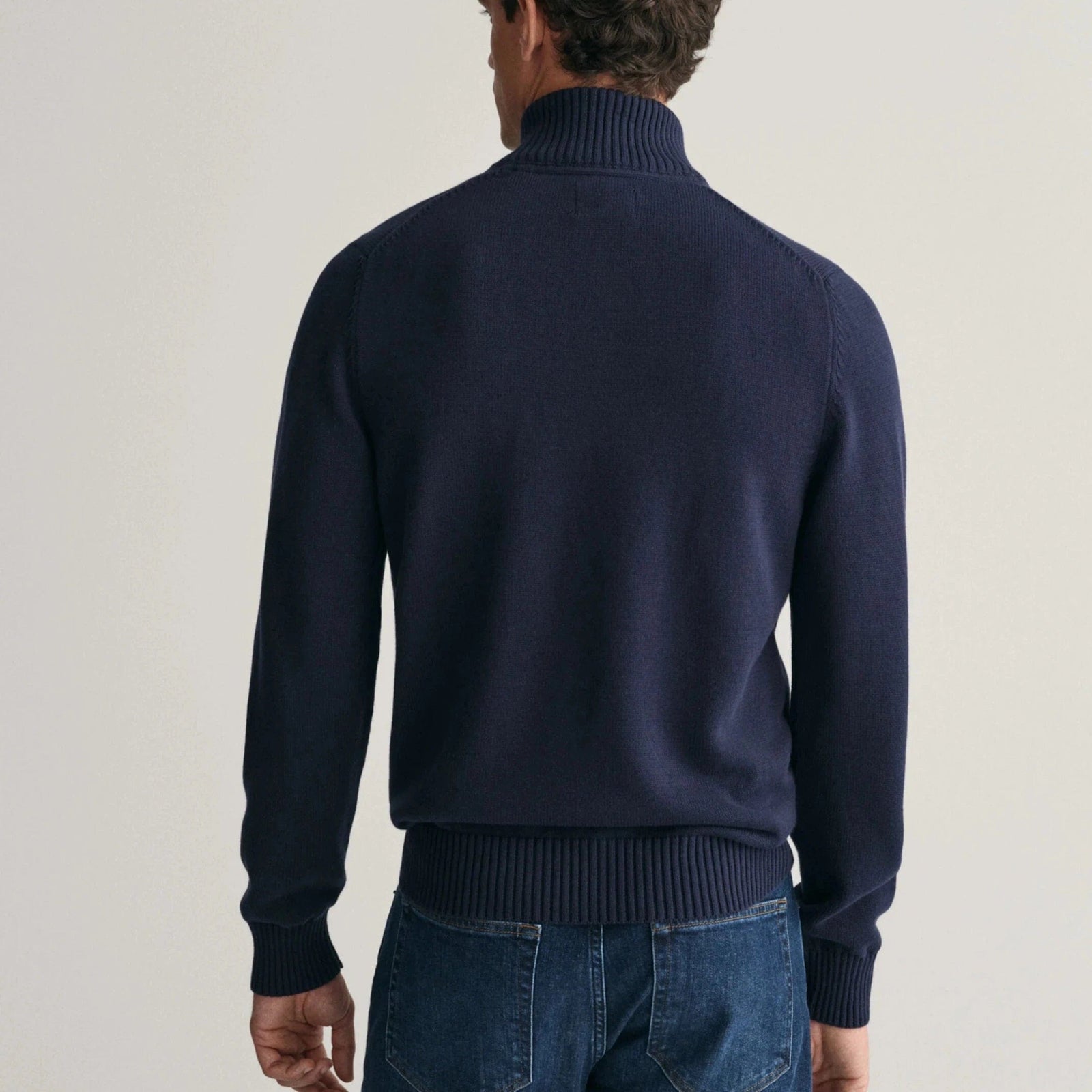 GANT Cotton Half-Zip Sweater in Evening Blue