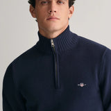 GANT Casual Cotton Half-Zip Sweater In Evening Blue