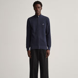 GANT Cotton Piqué Half-Zip Cardigan Navy