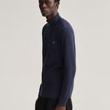 GANT Cotton Piqué Half-Zip Cardigan Navy