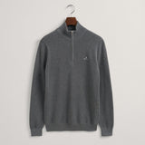 GANT Cotton Piqué Half-Zip Sweater Dark Grey Melange