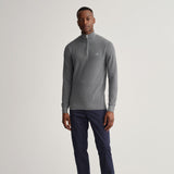 GANT Cotton Piqué Half-Zip Sweater Dark Grey Melange