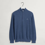 GANT Cotton Piqué Half-Zip Sweater Denim Blue Melange