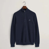 GANT Cotton Piqué Half-Zip Sweater Evening Blue