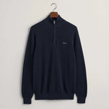 Gant Cotton Piqué Half-Zip Sweater in Evening Blue