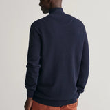 Gant Cotton Piqué Half-Zip Sweater in Evening Blue