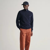 Gant Cotton Piqué Half-Zip Sweater in Evening Blue