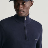 Gant Cotton Piqué Half-Zip Sweater in Evening Blue