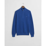 GANT Cotton Piqué Half-zip Sweater In Rich Blue