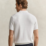 GANT Cotton Rib Half Zip Polo In Eggshell