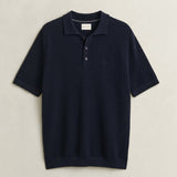 GANT Cotton Texture Polo In Evening Blue