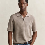 GANT Cotton Texture Polo In Mist Taupe