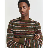 Gant Fair Isle Crew Neck Sweater In Country Green