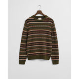 Gant Fair Isle Crew Neck Sweater In Country Green