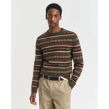 Gant Fair Isle Crew Neck Sweater In Country Green