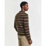 Gant Fair Isle Crew Neck Sweater In Country Green