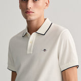 GANT Framed Tipped Piqué Polo Shirt in Eggshell