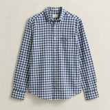 GANT Gingham Linen Blend Shirt Regular In Vintage Blue