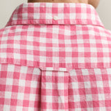 GANT Gingham Linen Blend Shirt In Rose Pink