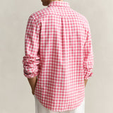 GANT Gingham Linen Blend Shirt In Rose Pink