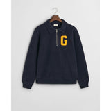 Gant Graphic Half-Zip Fleece In Evening Blue