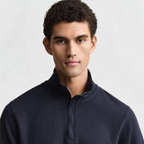 GANT Light Sacker Rib Half-Zip Sweatshirt In Evening Blue