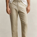 GANT Linen Pants Regular Fit In Oat Beige
