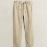 GANT Linen Pants Regular Fit In Oat Beige