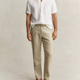 GANT Linen Pants Regular Fit In Oat Beige