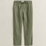 GANT Linen Regular Fit Pants In Dry Herb Green