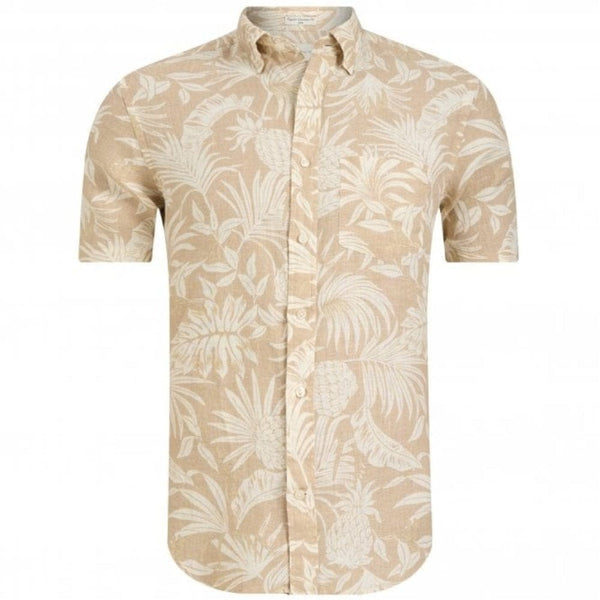 Gant Linen Shirt Botanical Regular Fit In Dry Sand