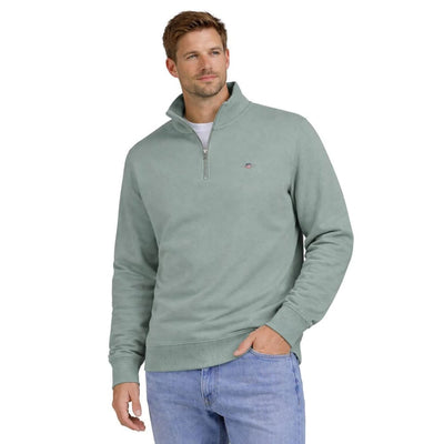 GANT Mens Regular Shield Half Zip Sweatshirt Ceramic Grey