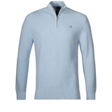 GANT Micro Textured Cotton Half Zip In Fresh Blue