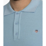 GANT Micro Textured Cotton Polo Shirt In Fresh Blue