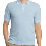 GANT Micro Textured Cotton Polo Shirt In Fresh Blue