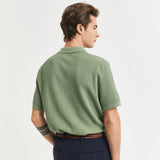 GANT Micro Textured Cotton Polo Shirt in Kalamata Green