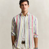 GANT Multi Striped Linen Regular Shirt In Multicolour