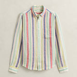 GANT Multi Striped Linen Regular Shirt In Multicolour