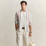 GANT Multi Striped Linen Regular Shirt In Multicolour