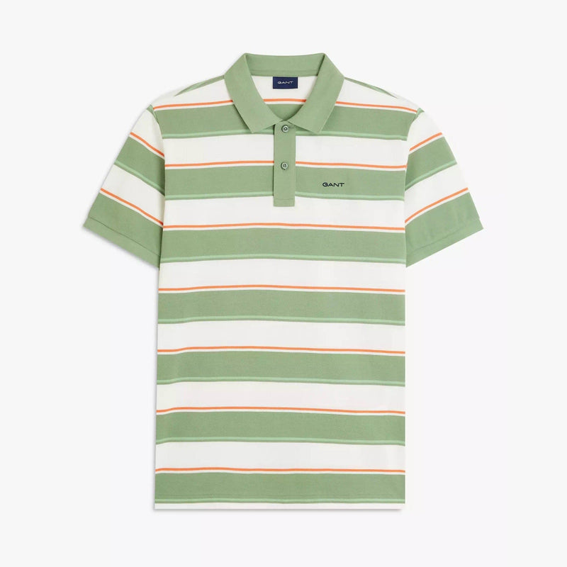 GANT Multistripe Pique Polo Shirt, 362 – Kalamata Green