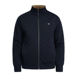 Gant Quilted Cord Collar Zip Jacket In Evening Blue
