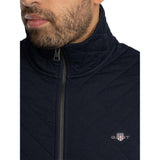 Gant Quilted Cord Collar Zip Jacket In Evening Blue