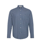 GANT Regular Cotton Linen Print Shirt In Vintage Blue