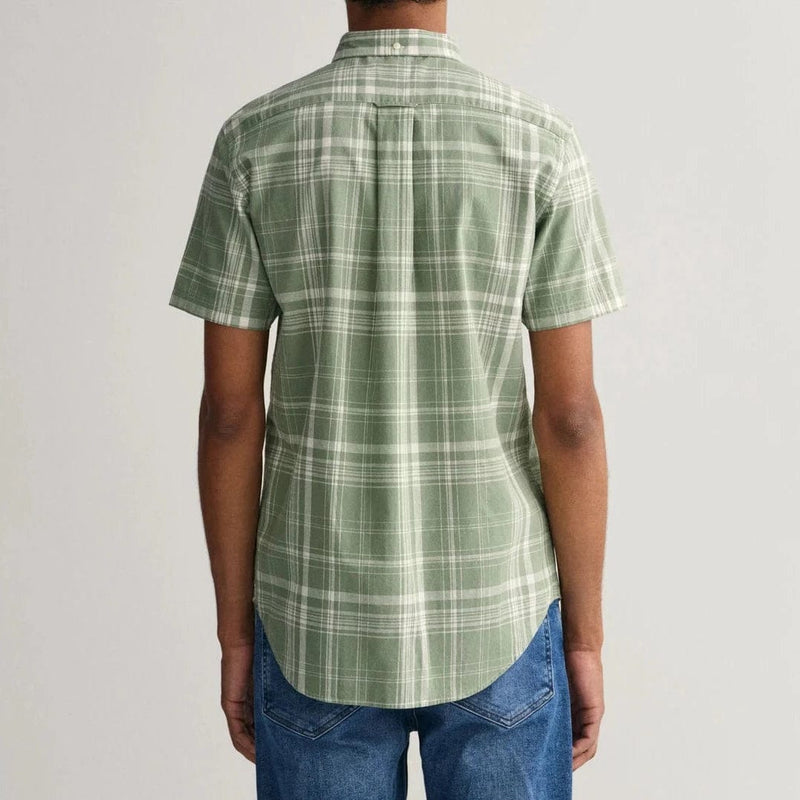 GANT Regular Fit Check Cotton Linen Short Sleeve Shirt