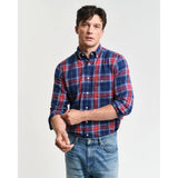 GANT Regular Fit Checked Flannel Shirt In Persian Blue