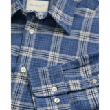 GANT Regular Fit Checked Melange Flannel Shirt In Denim Blue Melange