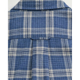 GANT Regular Fit Checked Melange Flannel Shirt In Denim Blue Melange
