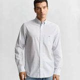 GANT Regular Fit Classic Banker Stripe Poplin Shirt In Light Blue