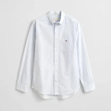 GANT Regular Fit Classic Banker Stripe Poplin Shirt In Light Blue