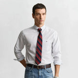 GANT Regular Fit Classic Banker Stripe Poplin Shirt In Light Blue